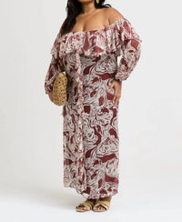 Fashion Szn Curve - Ruffle Bardot Midaxi Dress