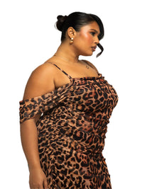 Fashion Szn Curve - Leopard Print Mesh Midi Dress - Plus