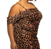 Fashion Szn Curve - Leopard Print Mesh Midi Dress - Plus