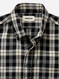 Taylor Stitch Jack Shirt in coal plaid waffle - men's shirt - detail view