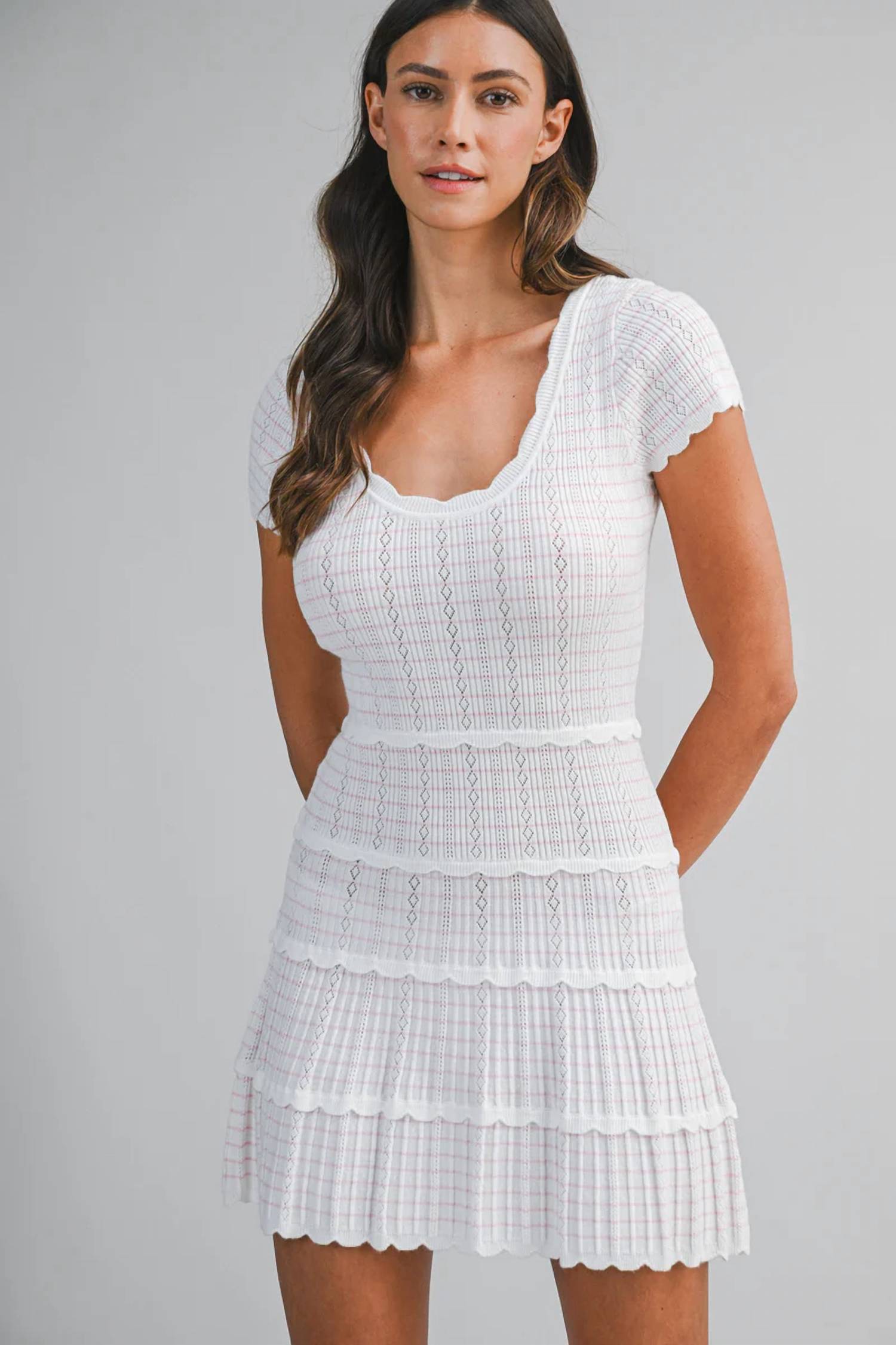 Mable - Anna Scallop Detail Knitted Mini Dress