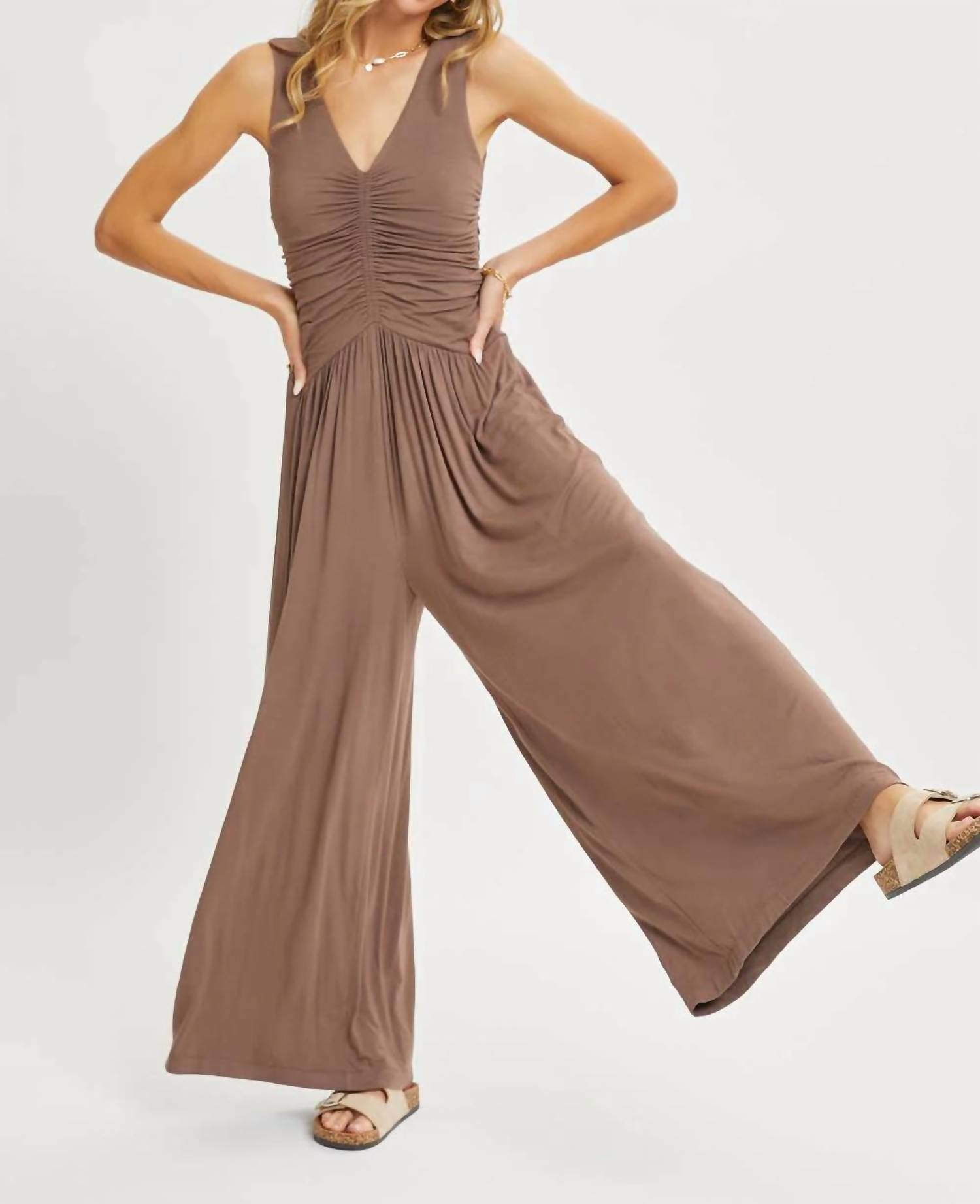 Sweet Lovely By Jen - Jersey Knit Sleeveless One-piece Jumpsuit