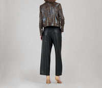 Clara Sunwoo - Vegan Leather Distressed Zip Cuff Moto Waist Jacket
