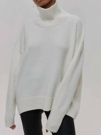 Rosa Clothing Soft Oversized Turtleneck Sweater in white - women's sweater
