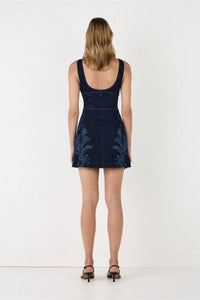 Hansen & Gretel Jasmine Mini Dress in tropicana denim - women's dress - detail view