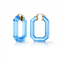 Gold & Honey - Women's Emerald Gem Lucite Hoop Earrings