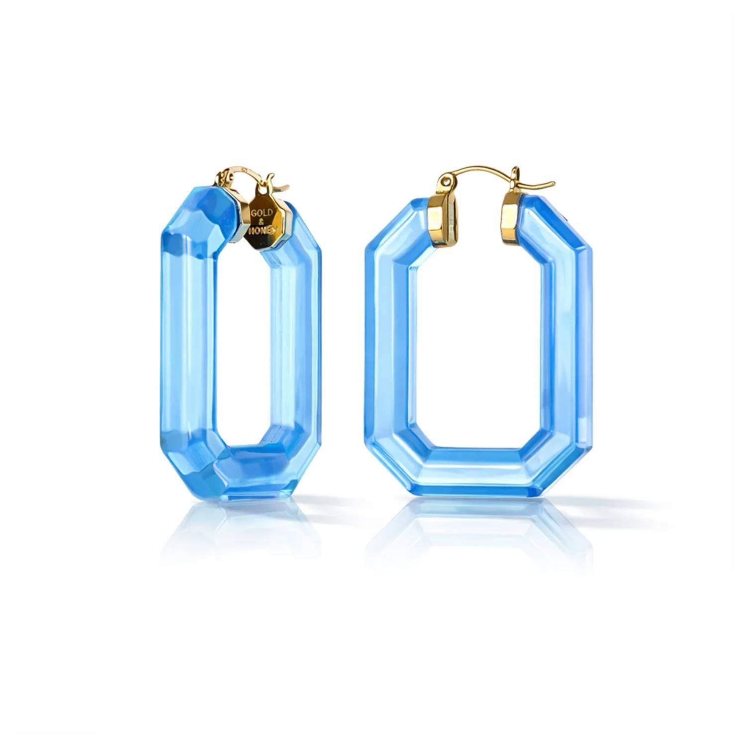 Gold & Honey - Women's Emerald Gem Lucite Hoop Earrings