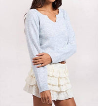 Sky To Moon - Marled Notch Neck Sweater