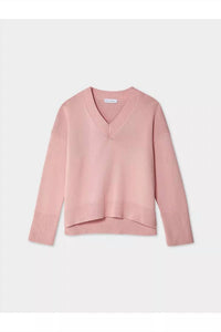 White + Warren - Organic Cotton Rib Trim Oversized V Neck Sweater
