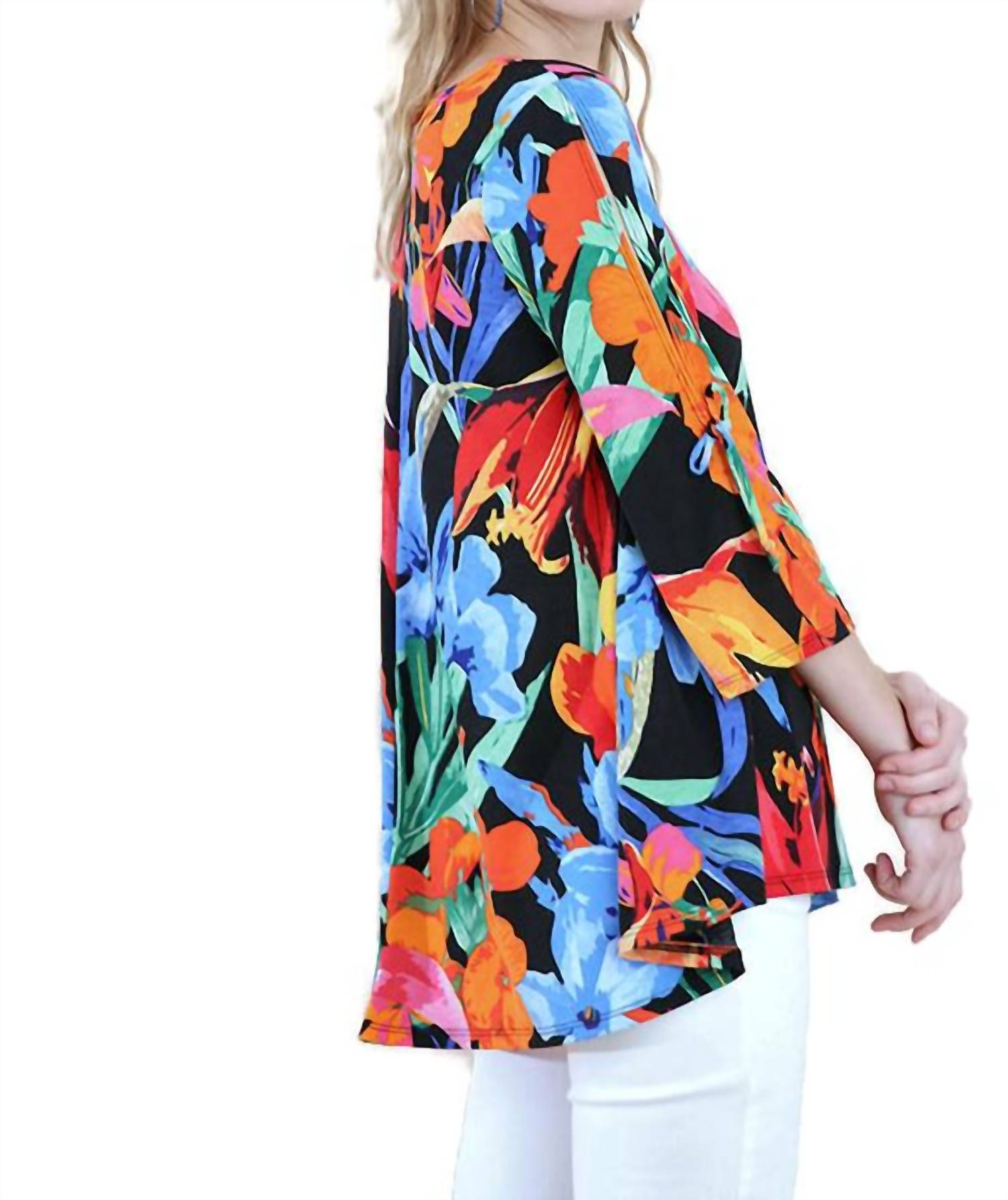 Umgee - Floral Cutout Shoulder Top