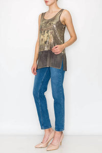 Origami - Sequin & Chiffon Tank Top