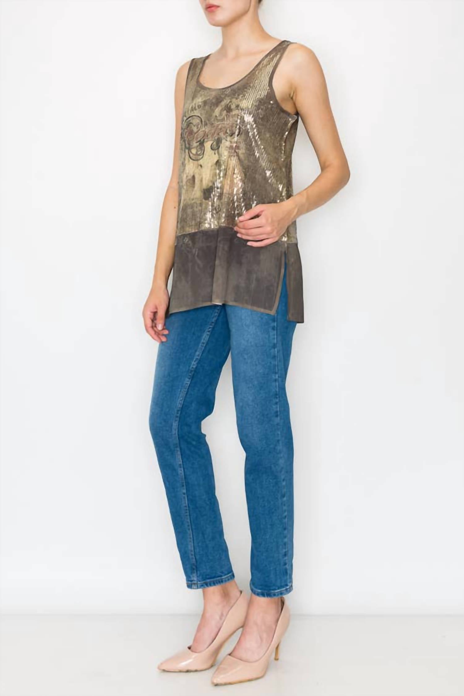 Origami - Sequin & Chiffon Tank Top