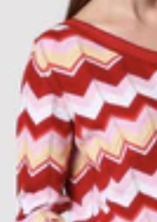 Minnie Rose - Chevron One Shoulder Top