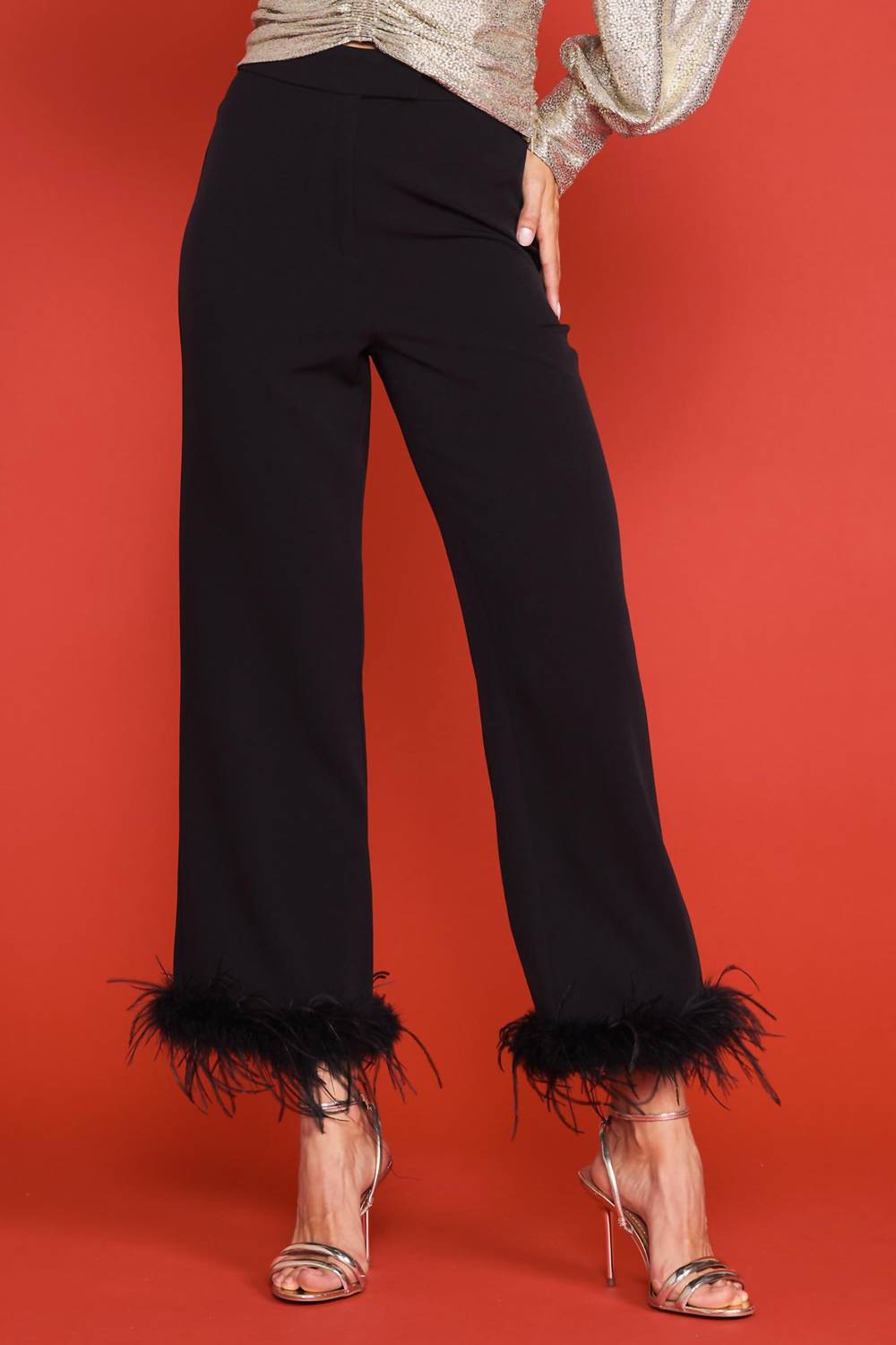 Skies Are Blue - FEATHER TRIM TROUSER