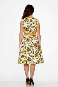 Orchid Bloom - Cap Sleeves Midi Dress