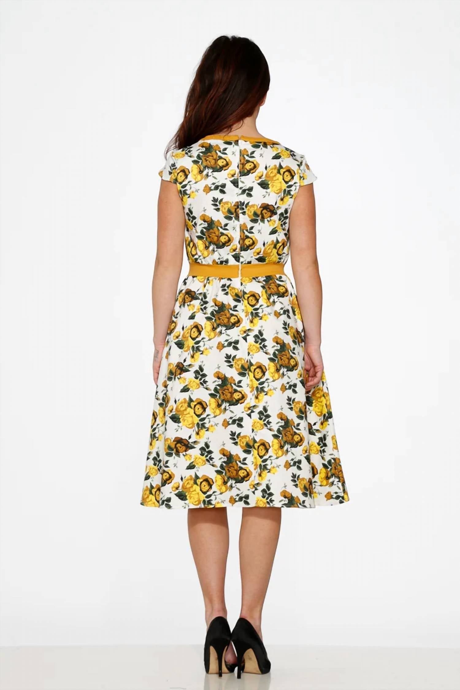 Orchid Bloom - Cap Sleeves Midi Dress