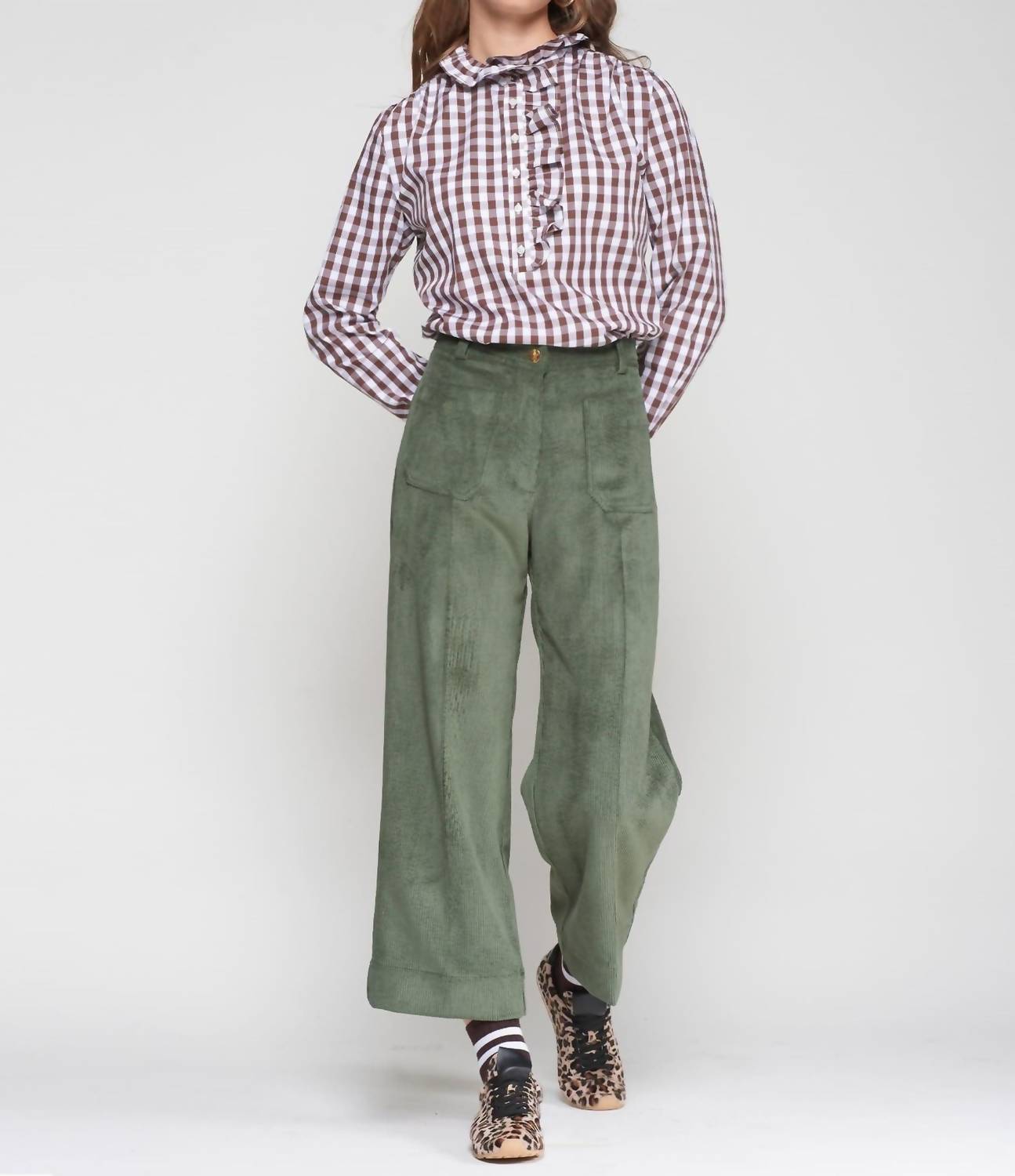 Vilagallo Dorin Cropped Trouser in green - women's jeans