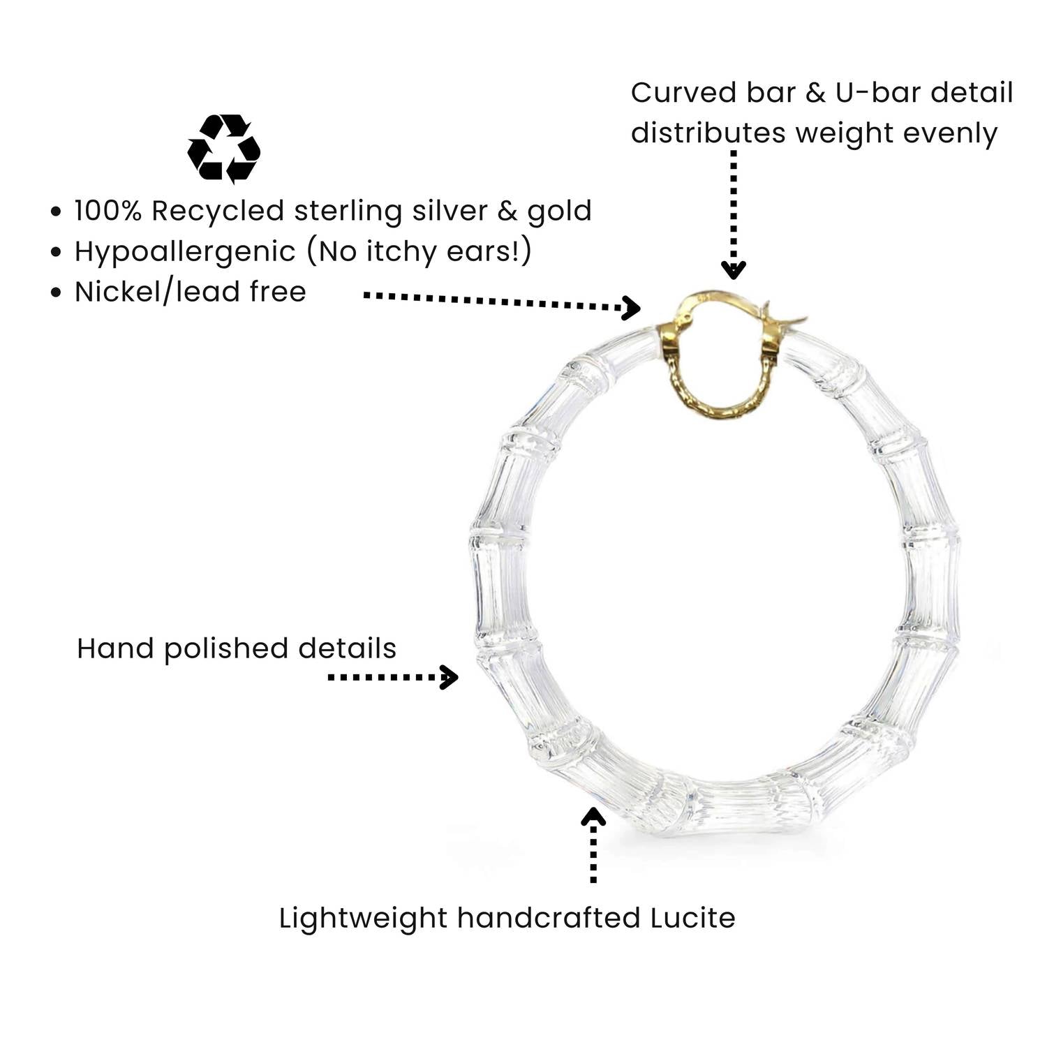 Gold & Honey - Women's Xl Lucite Bamboo Hoop Earrings