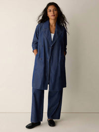 Eileen Fisher - Double Breasted Denim Trench Coat