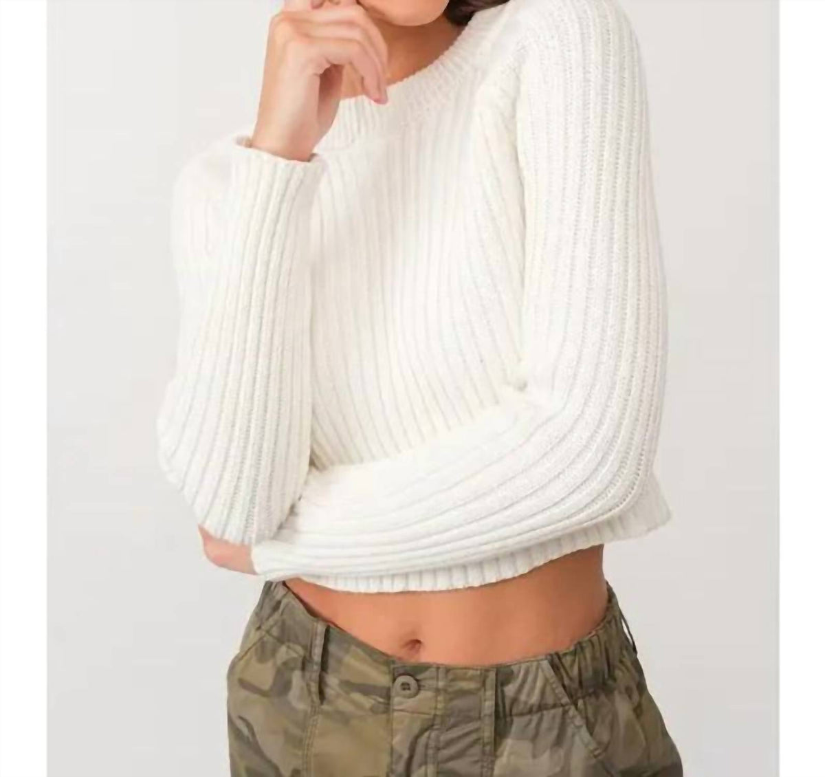 Papermoon - Elisa Mock Neck Rib Knit Sweater