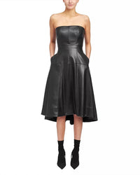 En Saison - Dawn Faux Leather Bustier Midi-dress