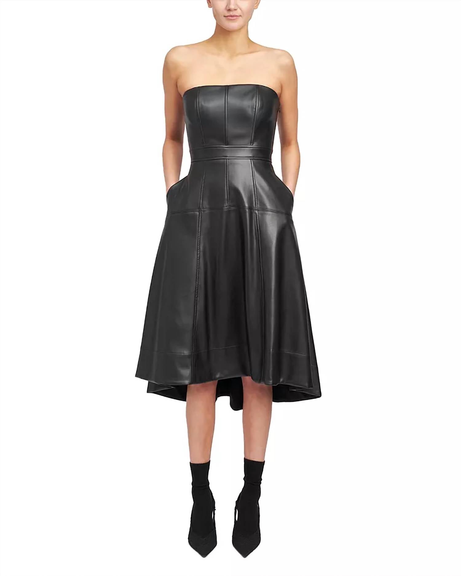 En Saison - Dawn Faux Leather Bustier Midi-dress