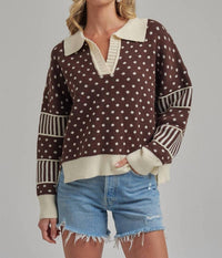 Bon - Just for Fun Polka Dot Collar Sweater