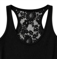 Mccolin - Women's Ribbed Lace Back Tank Top With Built-in Bra