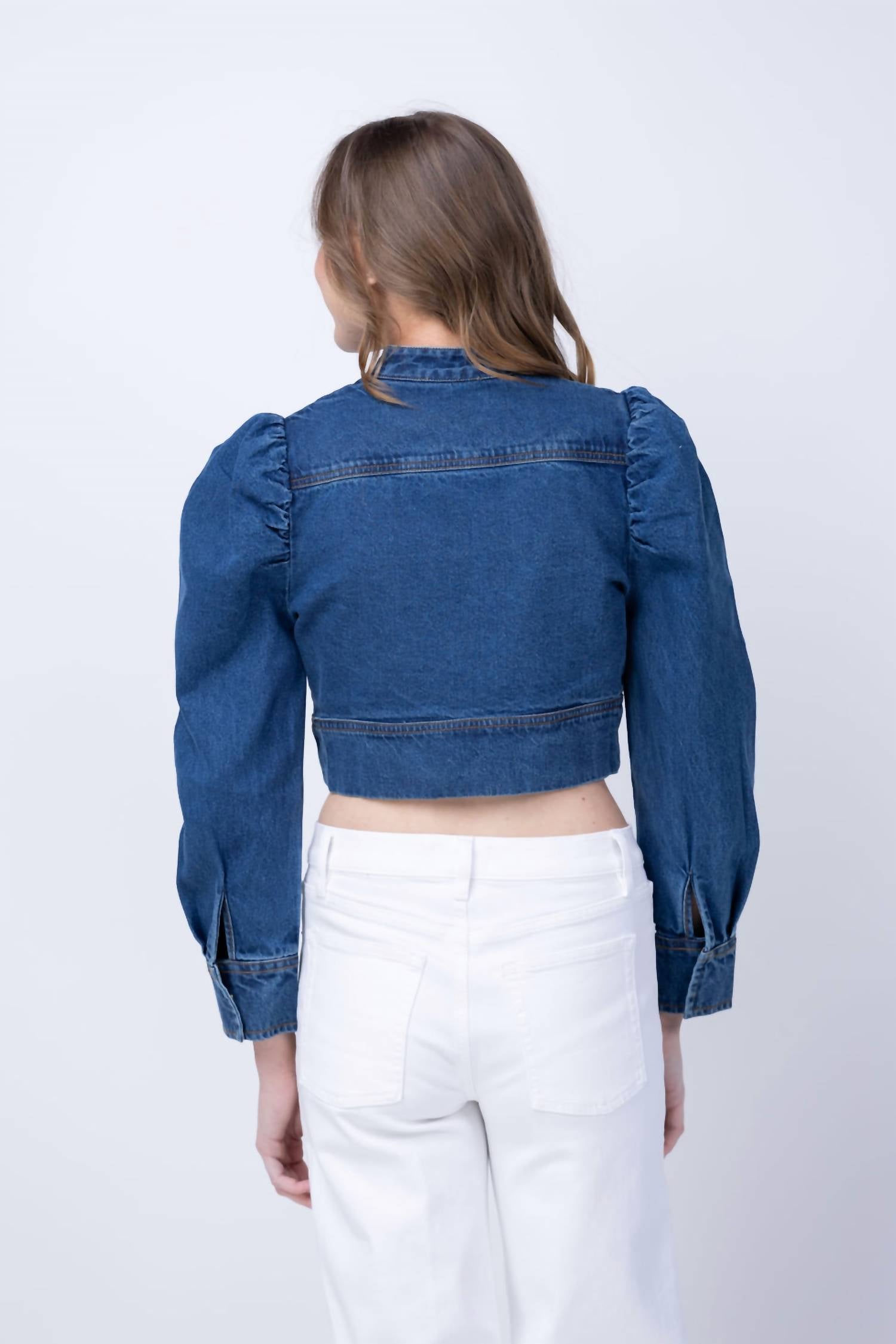 Cleobella Damien Denim Jacket in medium wash - women's jacket - detail view