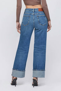 Hidden - High Rise Cuffed Denim Jeans