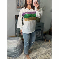 Queen Of Sparkles - Mardi Gras Long Sleeve Sweater