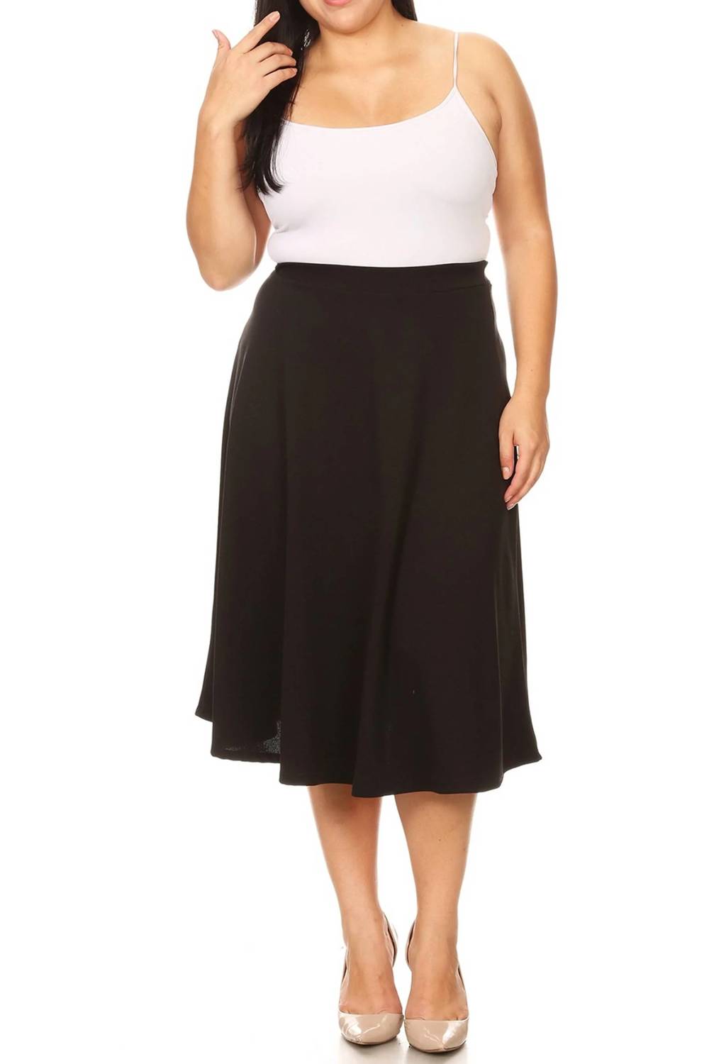 Moa Collection - Women's A-Line Flared Midi Skirt - Plus