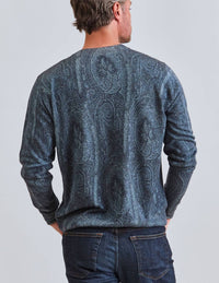 ETRO Paisley Print Sweater in navy - women's sweater - detail view