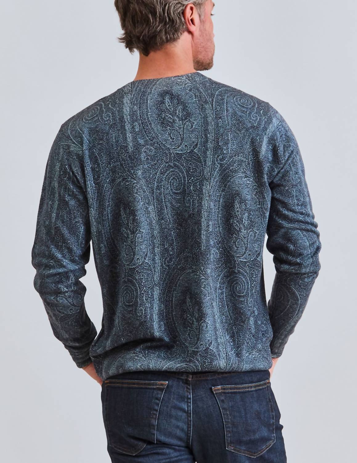 ETRO Paisley Print Sweater in navy - women's sweater - detail view