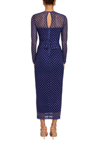 Amanda Uprichard Zoey Dress in navy polka dot - women's dress - detail view