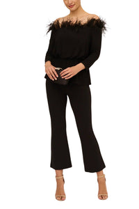 Adrianna Papell - Off The Shoulder With Feather Accents Top
