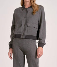 ELAN Lightweight Bomber Jacket in heather grey - women's jacket