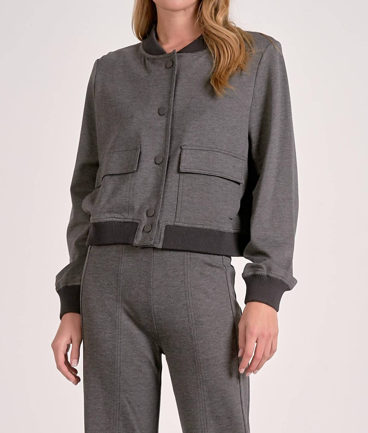 ELAN Lightweight Bomber Jacket in heather grey - women's jacket