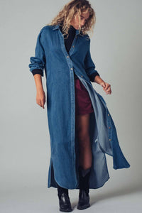 Urban Daizy - Relaxed Western Denim Midi Shirt Dress