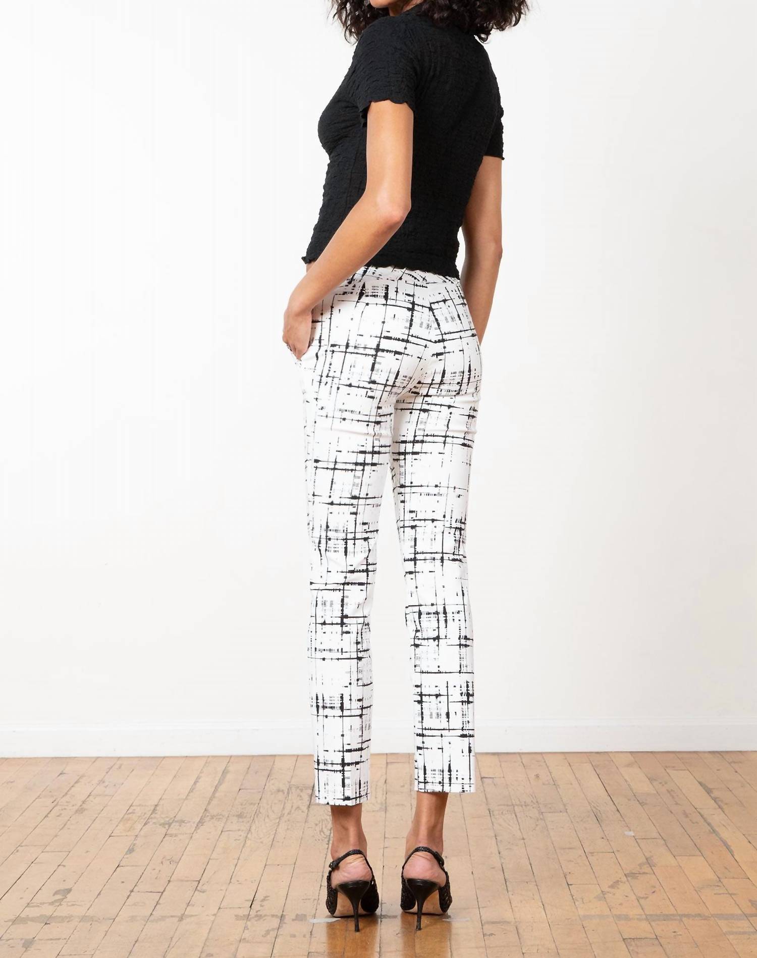 Avenue Montaigne Lulu Straight Cropped Pant in graffiti white - women's pants - alternate view
