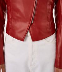 LAMARQUE Pascale Faux Leather Jacket in crimson - women's jacket - view 8