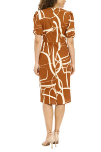 London Times - Short Sleeve Side Tie Dress - PETITE