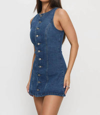 Sky To Moon - Yumiko Denim Skirted Romper
