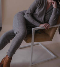 SSKEIN Wrap Neck Jumpsuit in grey heather - women's pants - detail view