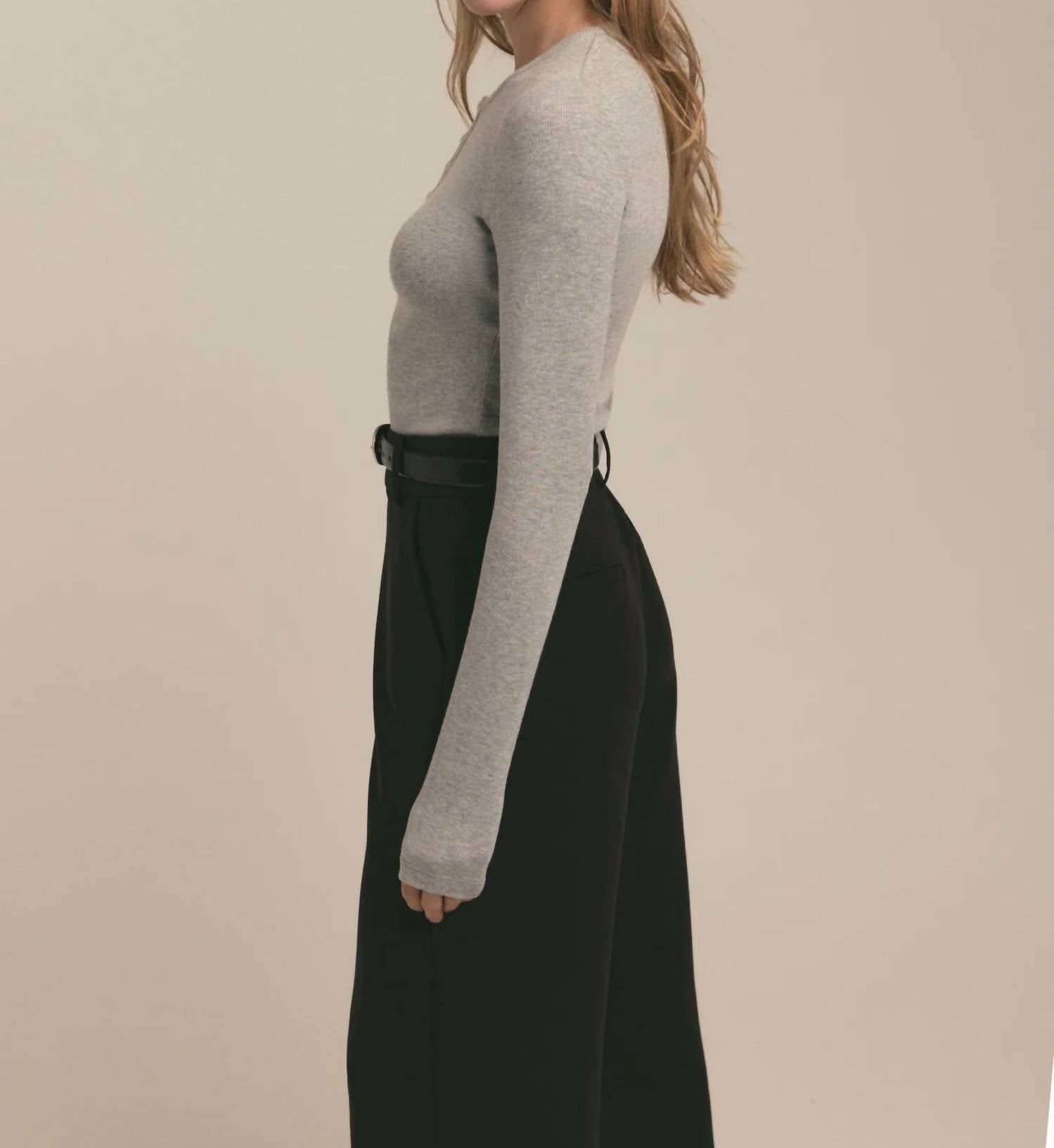 Favorite Daughter - Henley Ribbed Long Sleeve Shirt