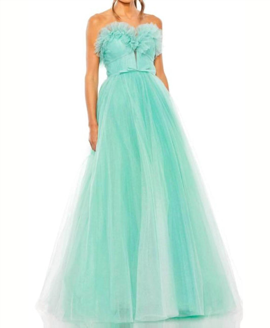 Mac Duggal - Strapless Glitter Tulle Ballgown