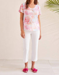 Tribal - Tropical Rasperberry Fern Short Sleeve Top