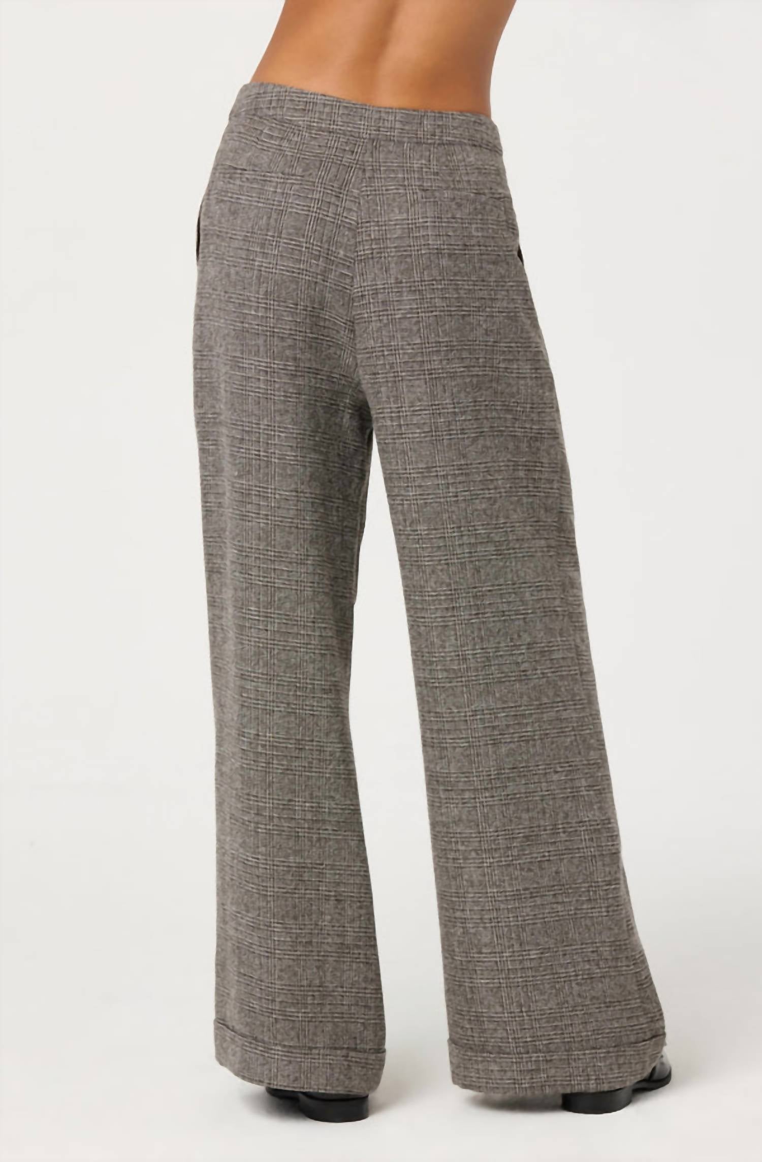 ASTR Women's Lanie Pant in grey plaid - women's pants - detail view