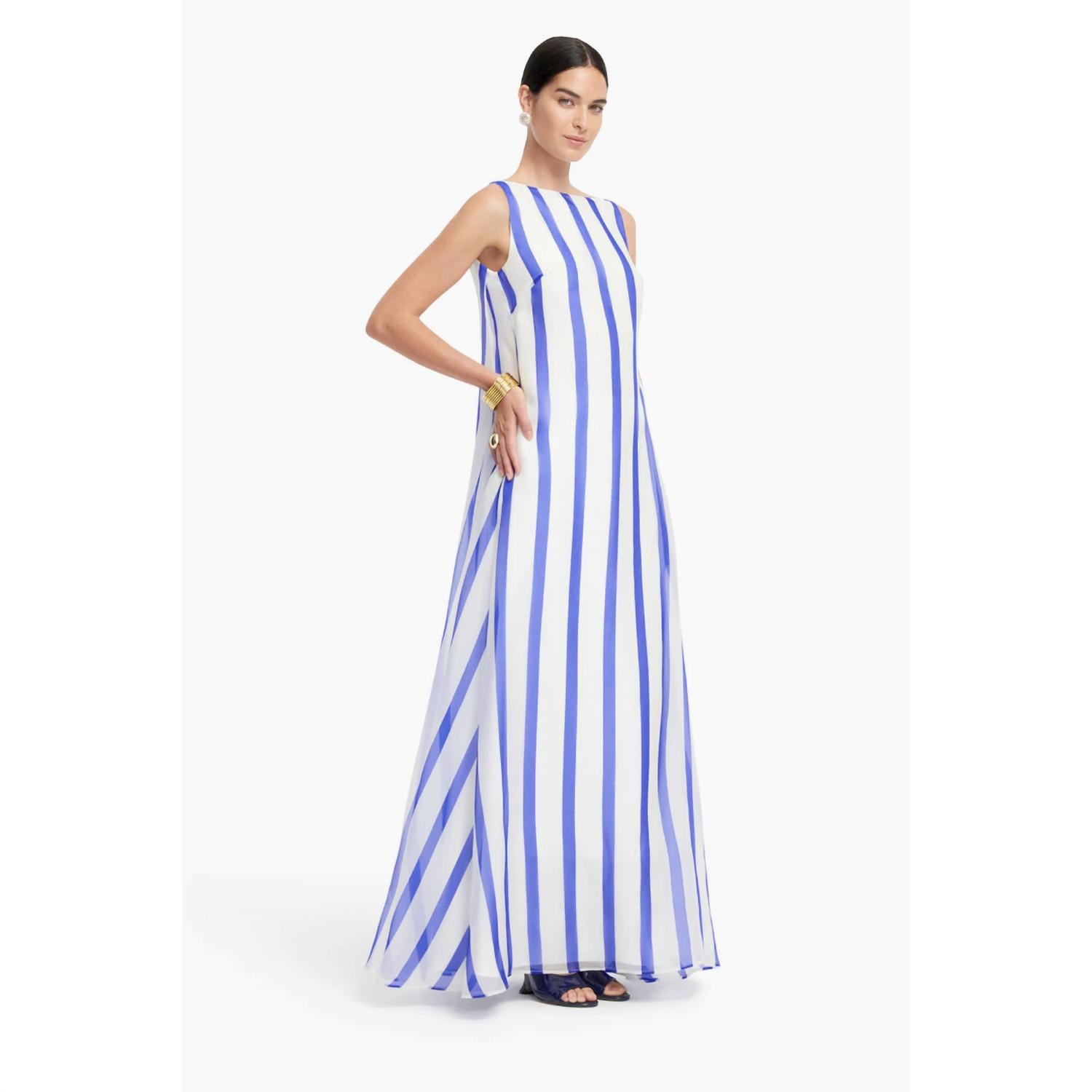 Leo Lin - Yumei Striped Open Back Gown