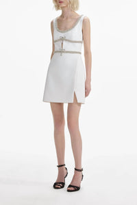 Self-Portrait - Diamante Bow Trim Mini Dress